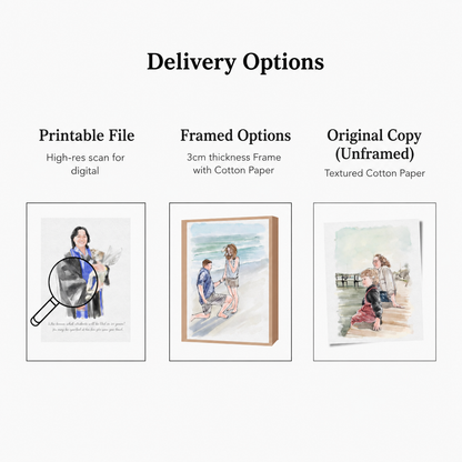 custom proposal watercolor portrait - gift-ready custom artwork preview