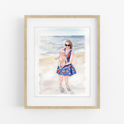 Custom Mom Portrait From Photo | Personalized Watercolor Gift for Mom