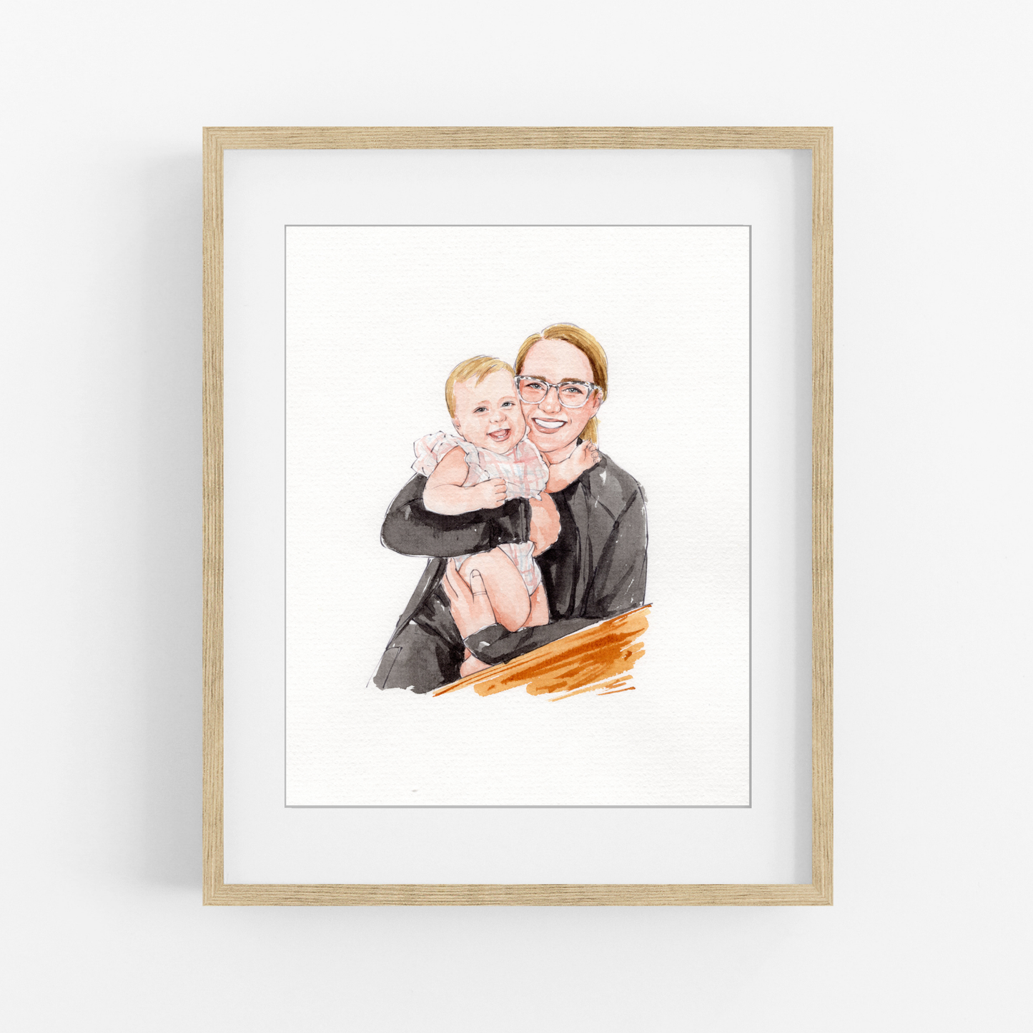 Custom Mom Portrait From Photo | Personalized Watercolor Gift for Mom