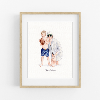 Custom Mom Portrait From Photo | Personalized Watercolor Gift for Mom