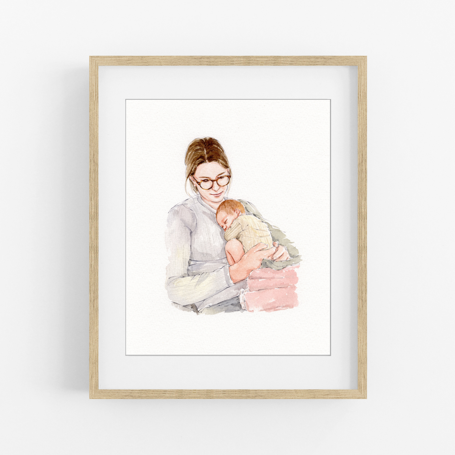 Custom Mom Portrait From Photo | Personalized Watercolor Gift for Mom