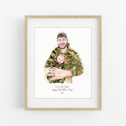 Custom Portrait for Dad and Mom, Watercolor Painting From Photo, Father's Day Gift, Gift from daughter, Father and bride Portrait