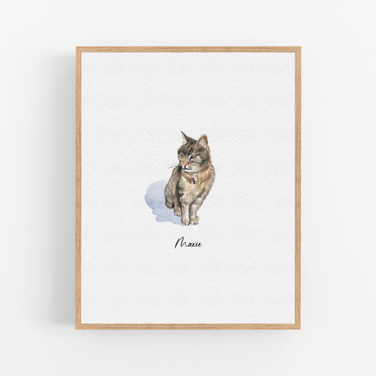 Cat Memorial Gift From Photo, Custom Mini Cat Portrait, Pet Loss Gift, Miniature Painting, Watercolor cat painting