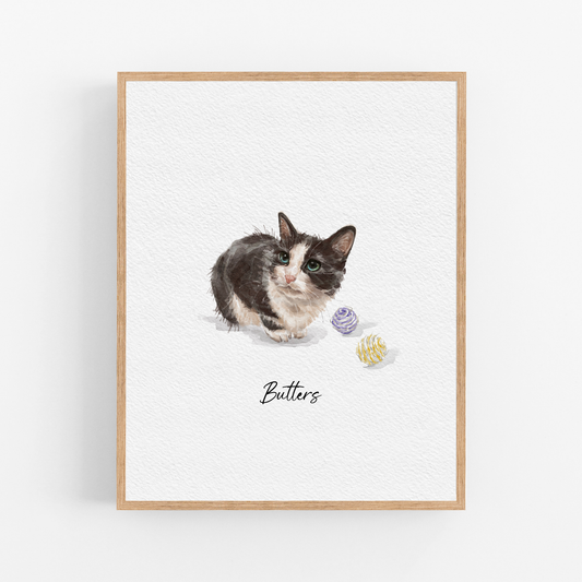 Custom Mini Watercolor Pet Portrait, Tiny Dog Portrait From Photo, Personalised Dog memorial Gift on Framed, Pet Painting