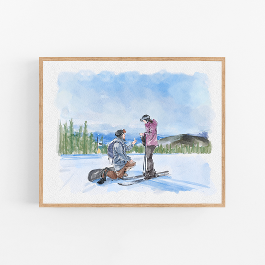Custom Watercolour Family Portrait from Photo, Pen and Ink Drawing, Gifts For The Couple, Anniversary Gift, Proposal Gift