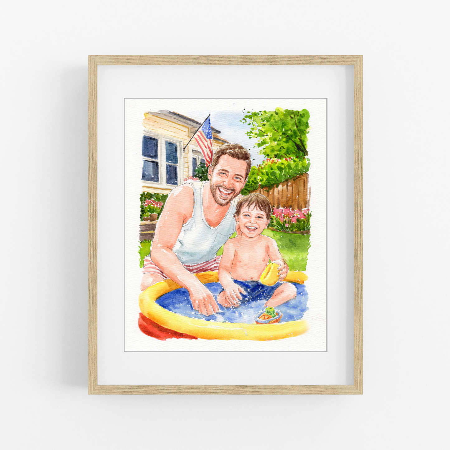 Custom Dad Portrait From Photo | Personalized Watercolor Gift for Father