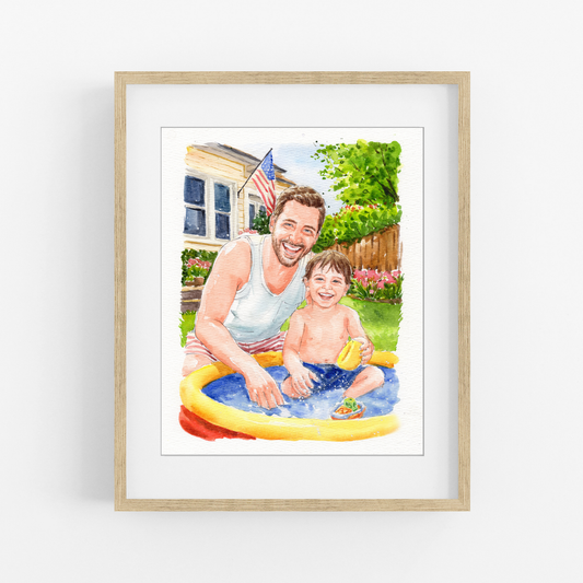 custom dad watercolor portrait - personalized watercolor portrait detail
