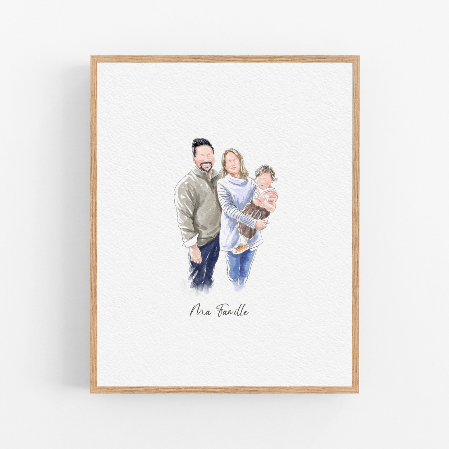 Custom Watercolor Painting from Photo, Hand drawn Faceless Portrait, Custom Family Gift, Gift for Mom/Dad, Personalised Gift