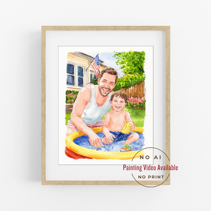 Custom Portrait for Dad and Mom, Watercolor Painting From Photo, Father's Day Gift, Gift from daughter, Father and bride Portrait