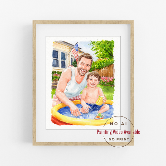Custom Portrait for Dad and Mom, Watercolor Painting From Photo, Father's Day Gift, Gift from daughter, Father and bride Portrait