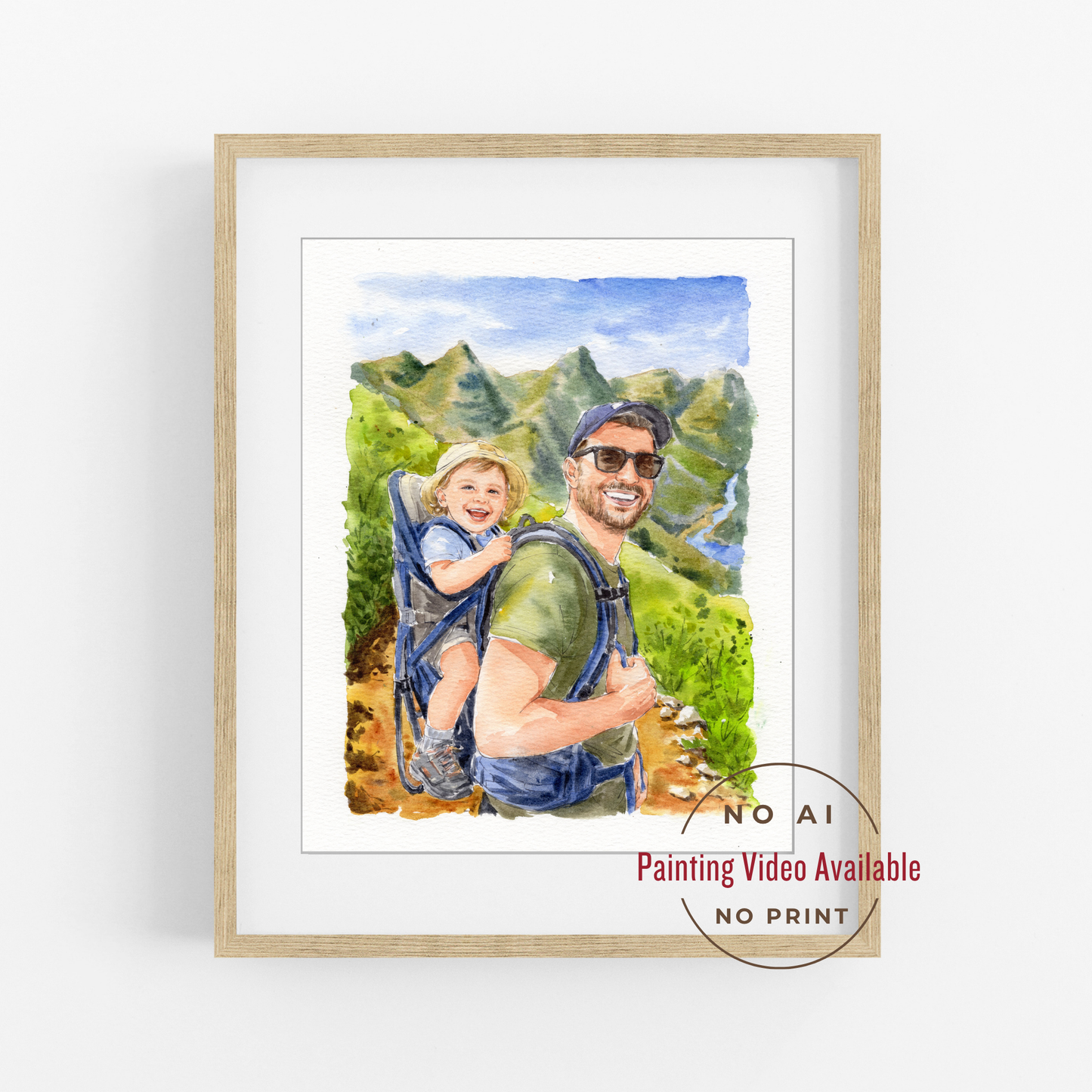 Custom Dad Portrait From Photo | Personalized Watercolor Gift for Father