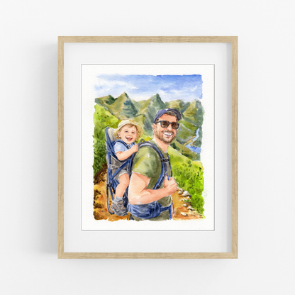 Custom Portrait for Dad and Mom, Watercolor Painting From Photo, Father's Day Gift, Gift from daughter, Father and bride Portrait