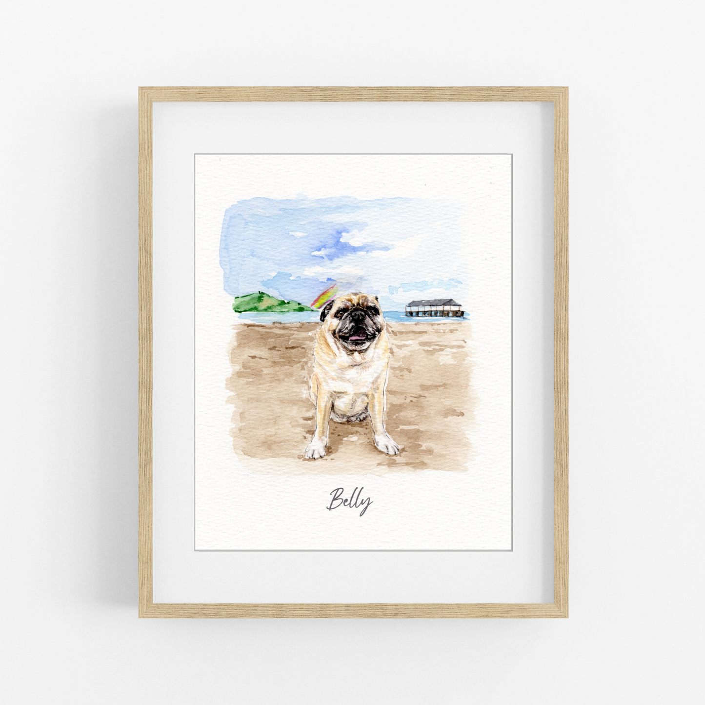 Custom Pet Portrait From Photo | Personalized Watercolor Pet Painting
