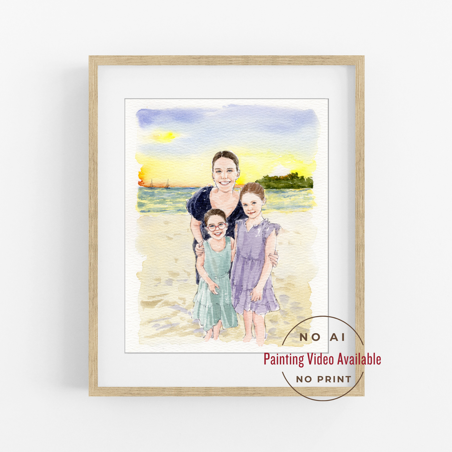 Custom Mom Portrait From Photo | Personalized Watercolor Gift for Mom