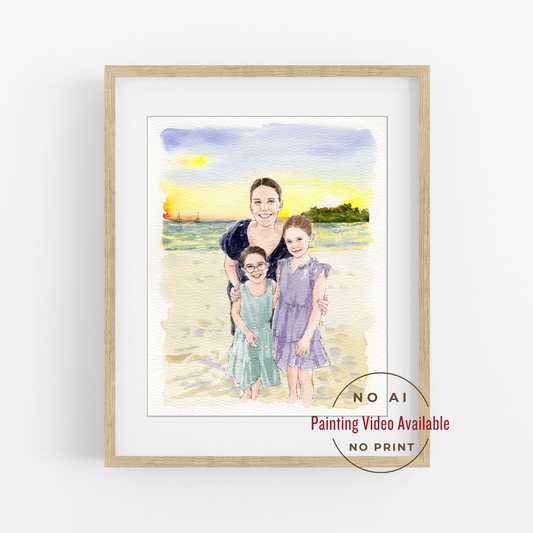 Custom Mom Portrait From Photo | Personalized Watercolor Gift for Mom