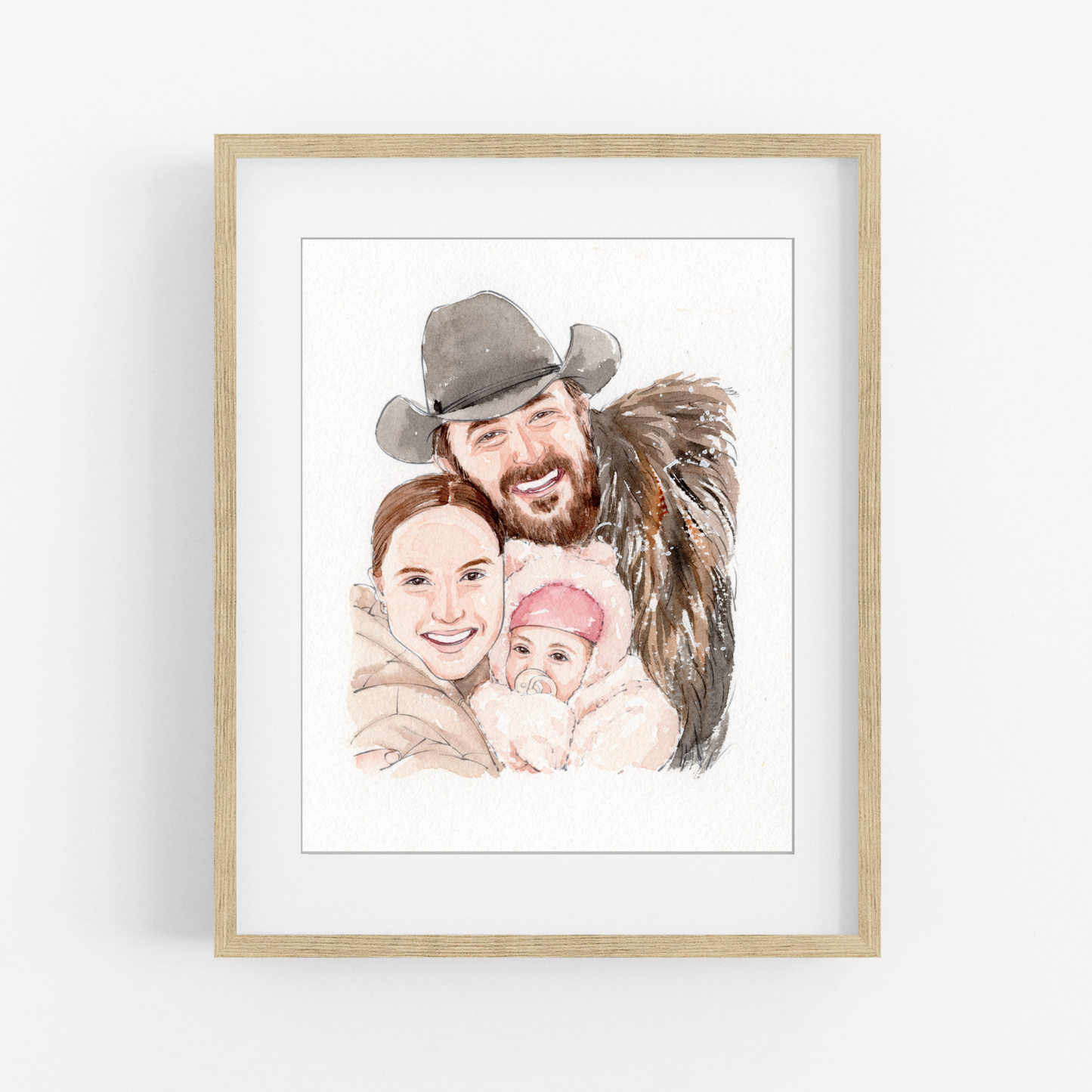 Custom Family Portrait from Photo, Personalized Watercolor Portrait, Hand Drawn Family Artwork