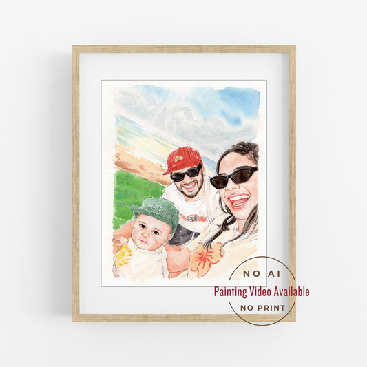 Custom Family Portrait from Photo, Personalized Watercolor Portrait, Hand Drawn Family Artwork