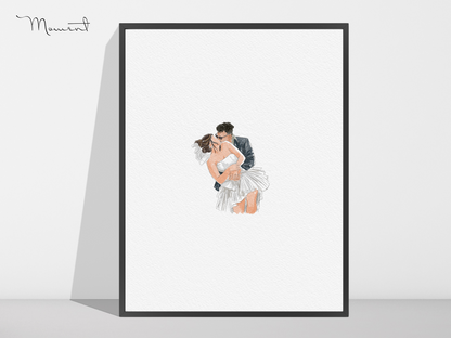 Personalized Watercolor Drawing, Minimal Portrait from photo, Family Portrait, Couples Portrait, Anniversary Gift, Christmas Gift