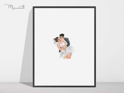 Custom Mini Portrait, Watercolor Family Portrait from Photo, Personalized Anniversary Gift, Minimalist Wall Art, Family Gifts