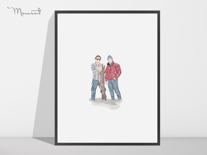 Personalized Watercolor Drawing, Minimal Portrait from photo, Family Portrait, Couples Portrait, Anniversary Gift, Christmas Gift