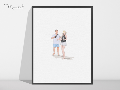 Personalized Watercolor Drawing, Minimal Portrait from photo, Family Portrait, Couples Portrait, Anniversary Gift, Christmas Gift