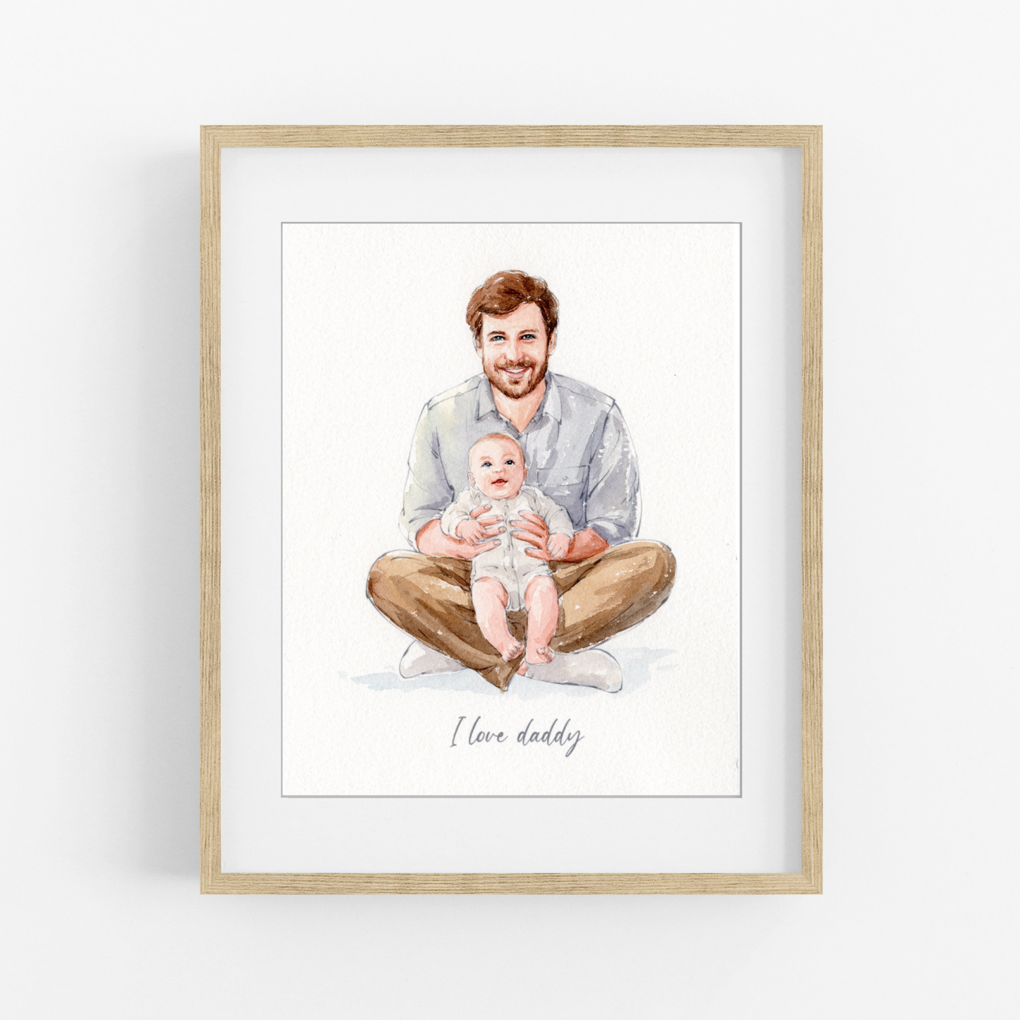 Custom Dad Portrait From Photo | Personalized Watercolor Gift for Father