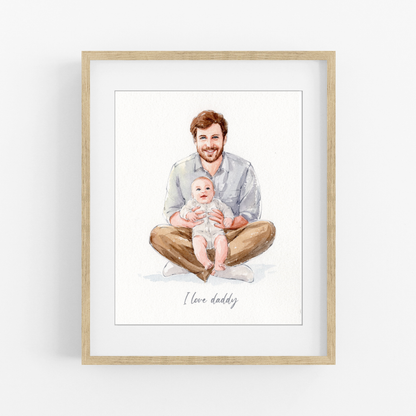 Custom Portrait for Dad and Mom, Watercolor Painting From Photo, Father's Day Gift, Gift from daughter, Father and bride Portrait