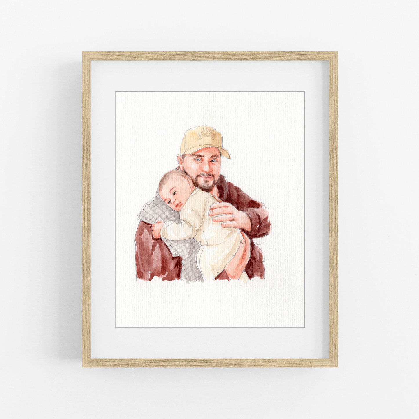 Custom Dad Portrait From Photo | Personalized Watercolor Gift for Father
