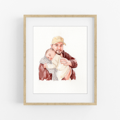 Custom Portrait for Dad and Mom, Watercolor Painting From Photo, Father's Day Gift, Gift from daughter, Father and bride Portrait