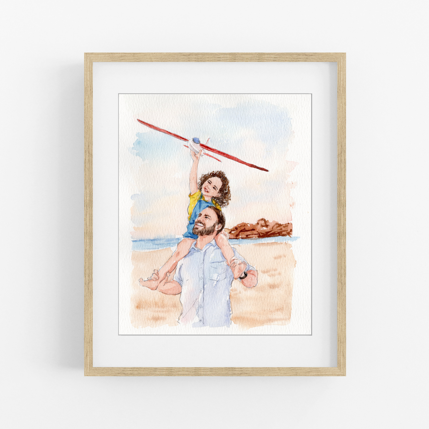 Custom Dad Portrait From Photo | Personalized Watercolor Gift for Father