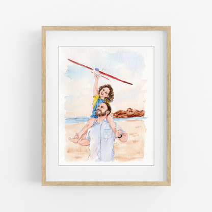 Custom Dad Portrait From Photo | Personalized Watercolor Gift for Father