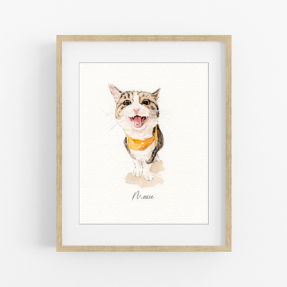 Custom Pet Portrait From Photo | Personalized Watercolor Pet Painting