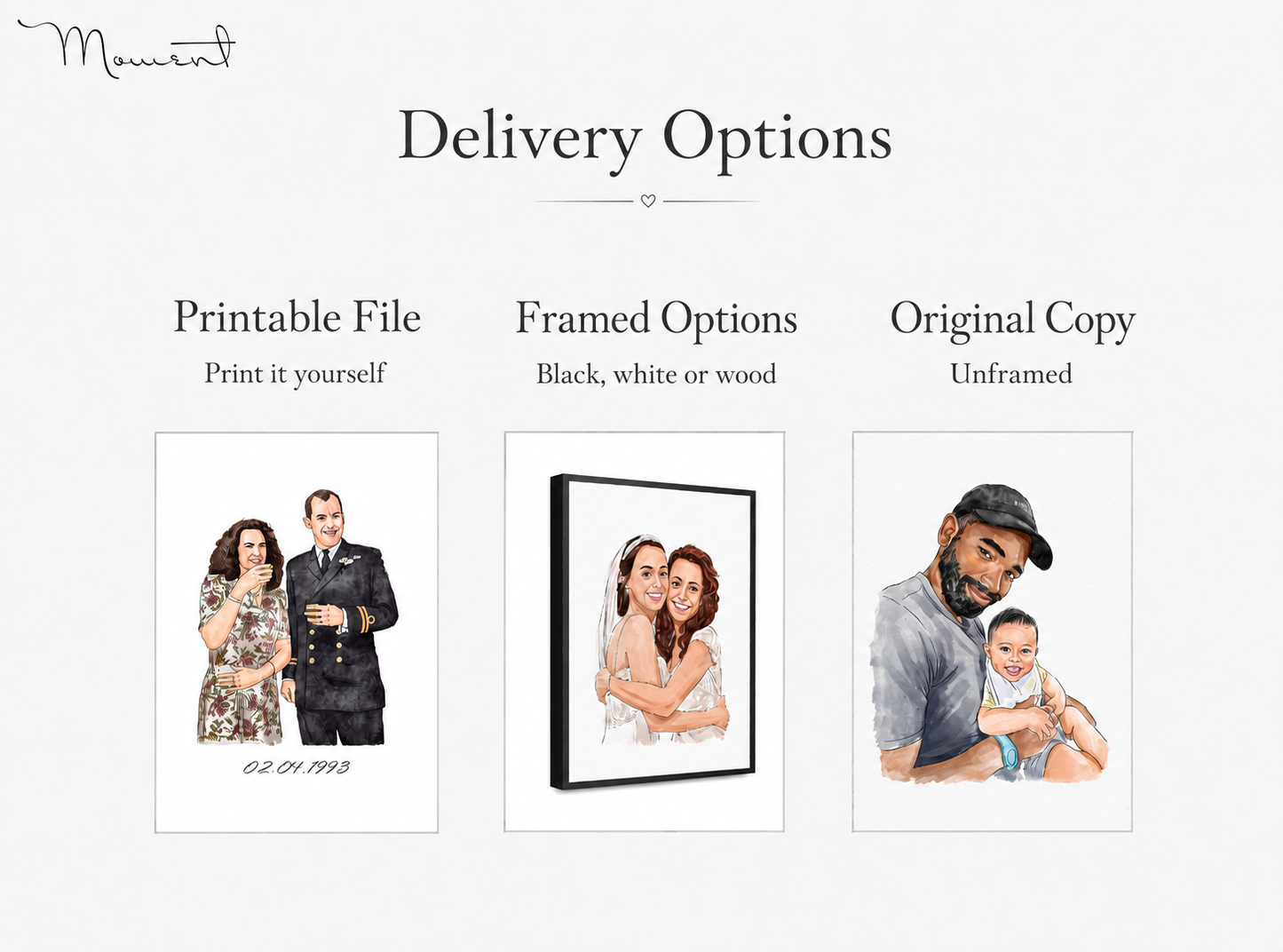 detailed family watercolor portrait - gift-ready custom artwork preview