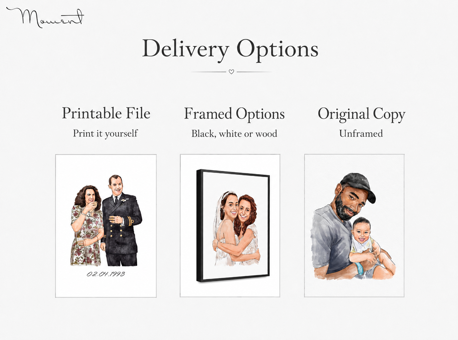 detailed family watercolor portrait - gift-ready custom artwork preview