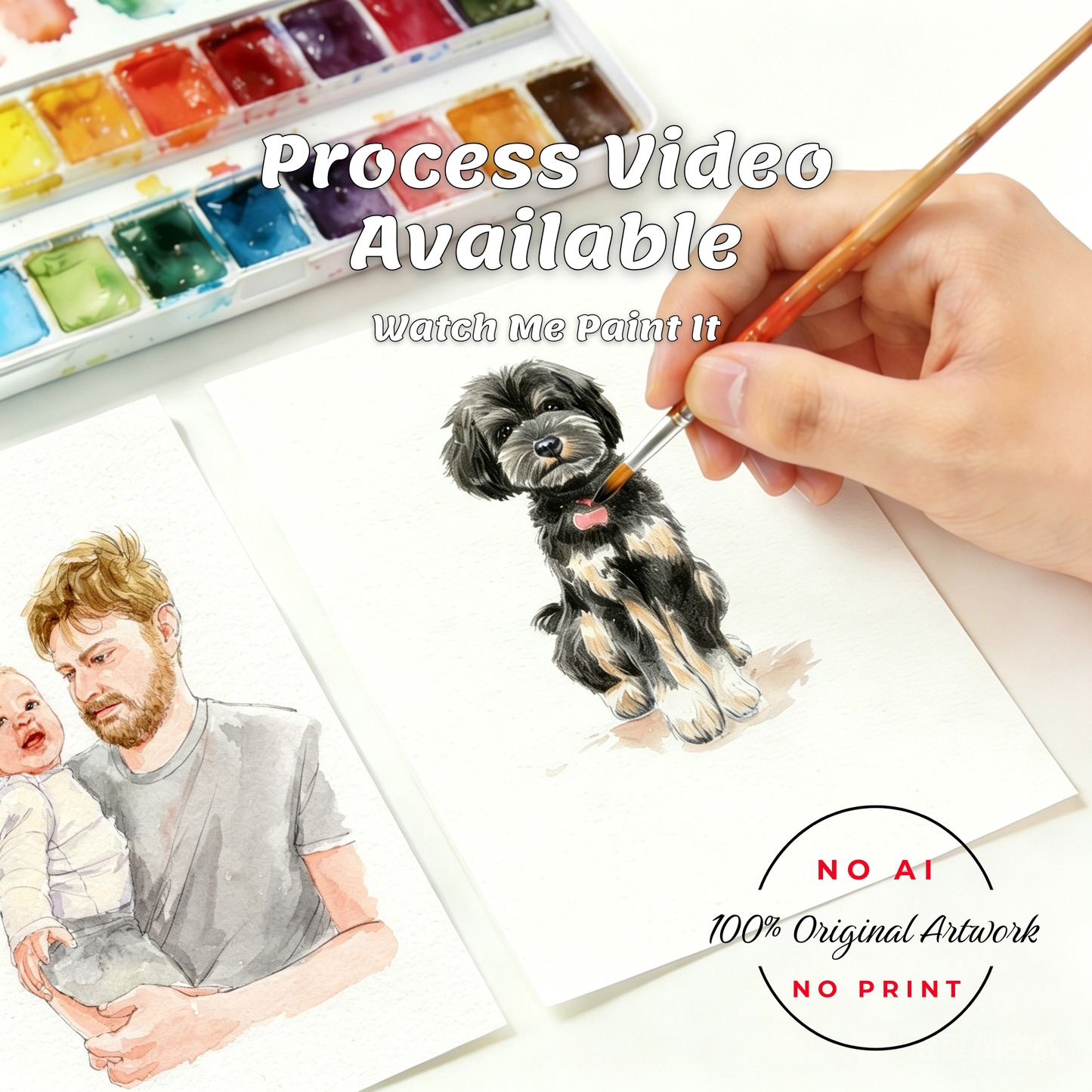 Custom Dad Portrait From Photo | Personalized Watercolor Gift for Father