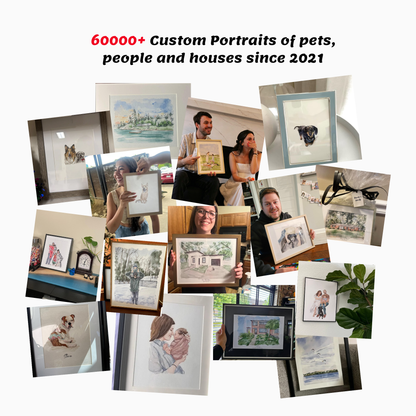 Custom Pet Portrait From Photo | Personalized Watercolor Pet Painting