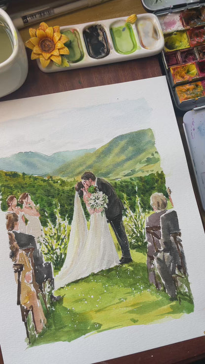 Custom Wedding Watercolor Portrait from Photo