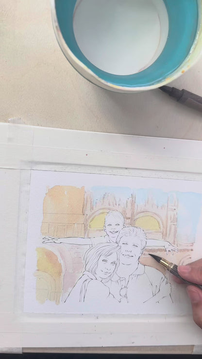 Custom Family Portrait from Photo, Personalized Watercolor Portrait, Hand Drawn Family Artwork